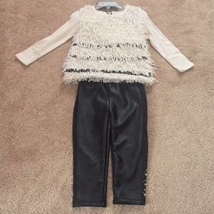 Frilly top and leather pant set
